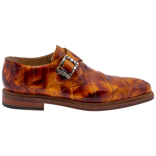 MAURI Men’s Alligator Leather Shadow Toffee Smoke Cognac Luxury Dress Shoes