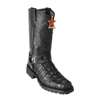 Los Altos Genuine Caiman Tail Black Men’s Motorcycle Boot