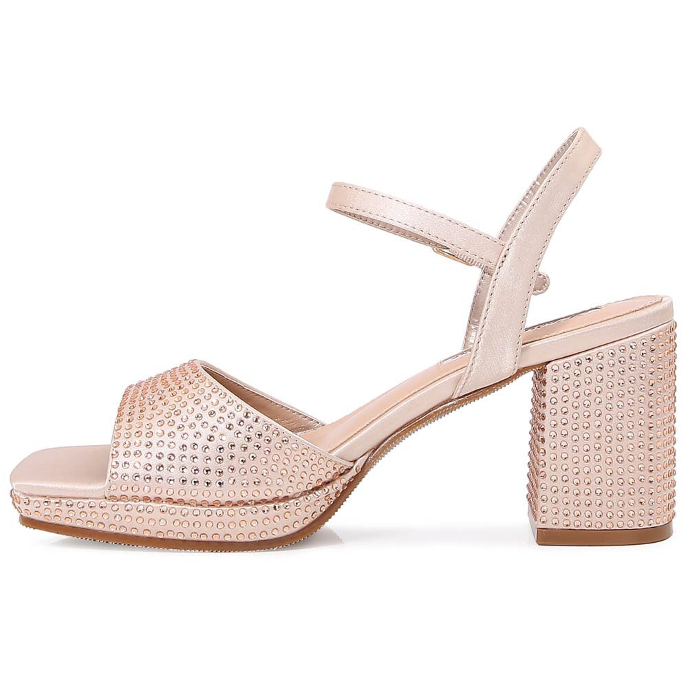Lady Couture Judy 3” Block Heel Sandals in Champagne