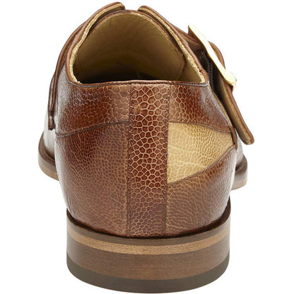 Belvedere Marte Antique Camel/Antique Bone Genuine Ostrich Monk Strap Shoes