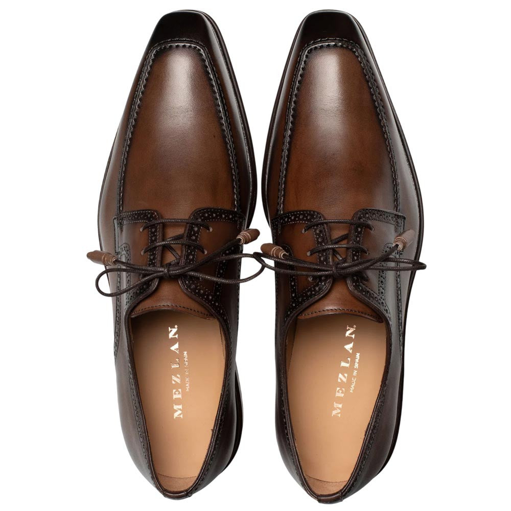 Mezlan Hatley Patina Calf Derby - Men's Chocolate Artisanal Patina Calf Derby