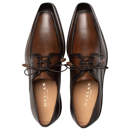 Mezlan Hatley Patina Calf Derby - Men's Chocolate Artisanal Patina Calf Derby