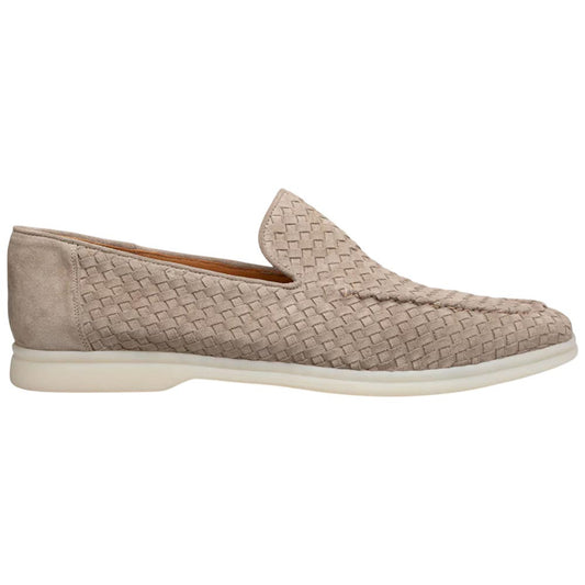 MEZLAN Men's Woven Suede Taupe Moccasin Loafer Sanlucar