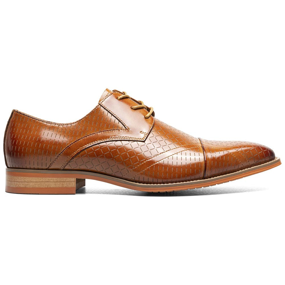 Stacy Adams Men’s Tan Textured Leather Cap Toe Oxfords Hobson