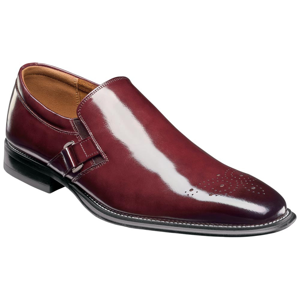 Stacy Adams Alistair Plain Toe Ornament Slip-On - Burgundy