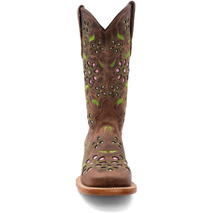 Ferrini Women’s Blossom Brown Square Toe Leather Cowboy Boots