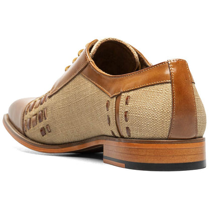 Stacy Adams Men’s Halstead Tan Multi Woven Cut Cap Toe Oxfords