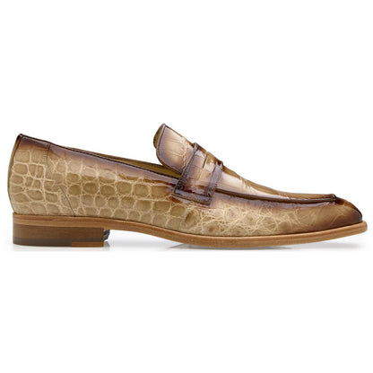 Belvedere Men’s Genuine American Alligator Antique Taupe Penny Loafer - Gavino