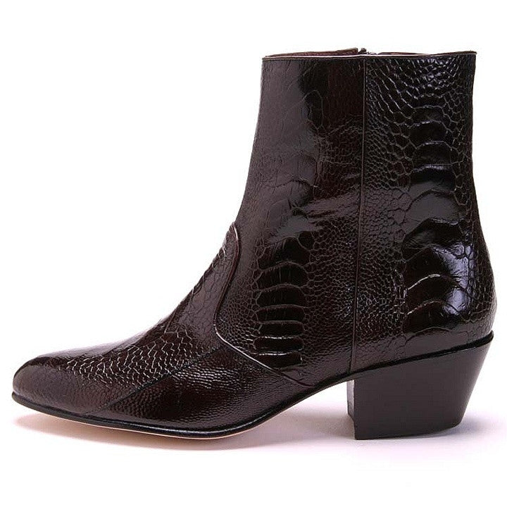 Los Altos Brown Genuine Ostrich Paw Dress Boot