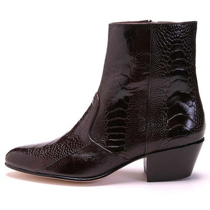 Los Altos Brown Genuine Ostrich Paw Dress Boot