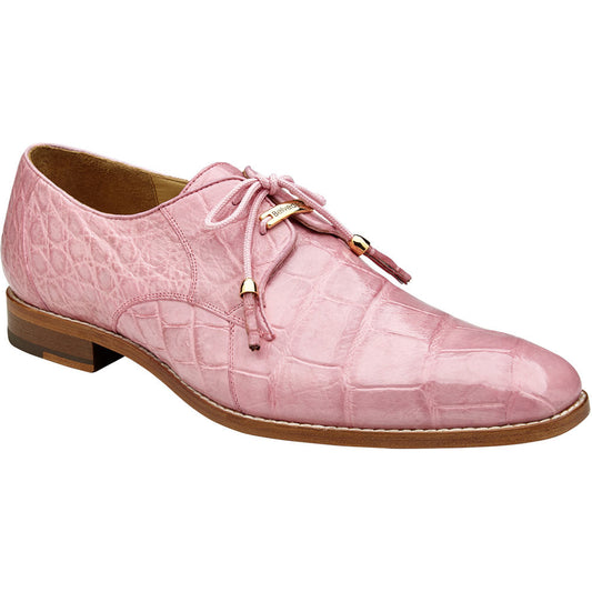 Belvedere Lago Pink Men’s Genuine American Alligator Lace Up Shoes