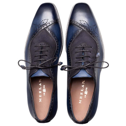 Mezlan Eagle Calf/Suede Oxford - Men's Blue/Navy Multi-Toned Oxford