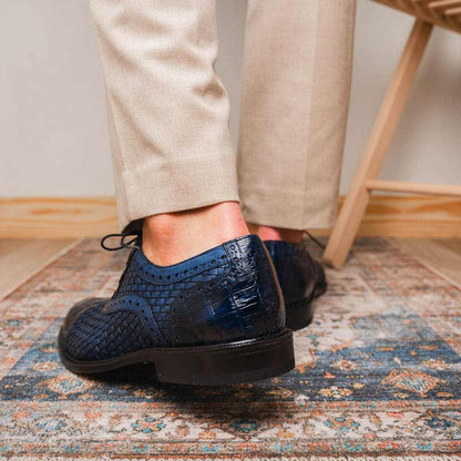 John Woven calfskin Genuine Caiman Crocodile Cap Toe Oxford | Marco Di Milano