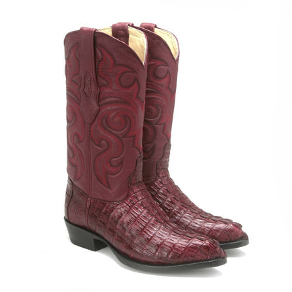 Los Altos Burgundy Genuine Caiman Crocodile Western Boots J Toe
