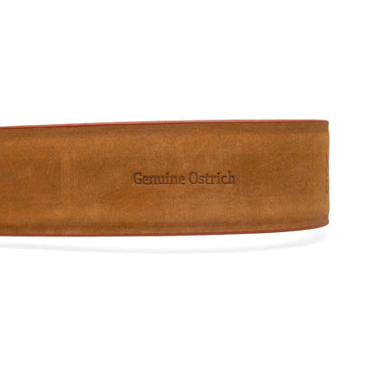 Domenico Men’s Genuine Exotic Ostrich Belts With Brushed Chrome Buckle | Marco Di Milano Exotic Belt in Cherry