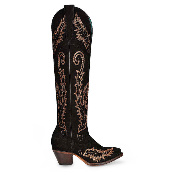 Corral Black and Gold Embroidery Cowgirl Boots