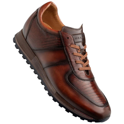 Mezlan Greenwich Genuine Lizard Skin Fashion Tan Sneaker