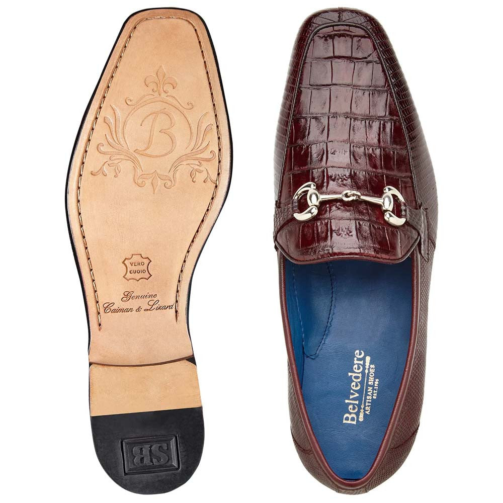 Udine Genuine Caiman Crocodile Skin and Lizard Skin Horse Bit Loafer | Belvedere