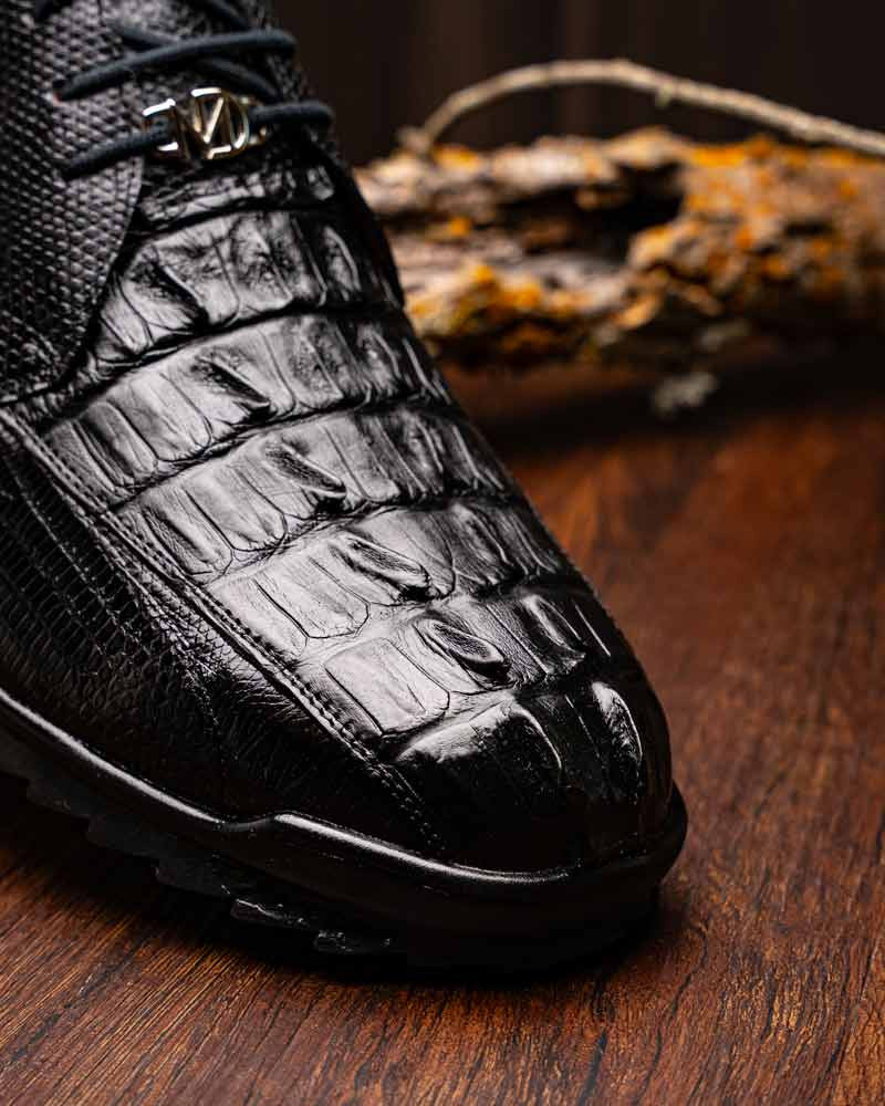 Marco Di Milano Crater Caiman & Lizard Sneaker - Black