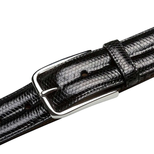 Mezlan Men's Classic Lizard Belt in Black