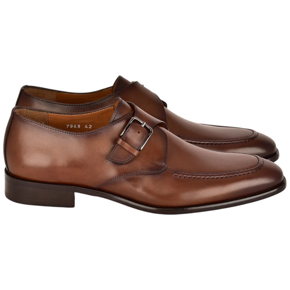 Corrente Men’s Brown Monk Strap Cap Toe Premium Leather Shoes