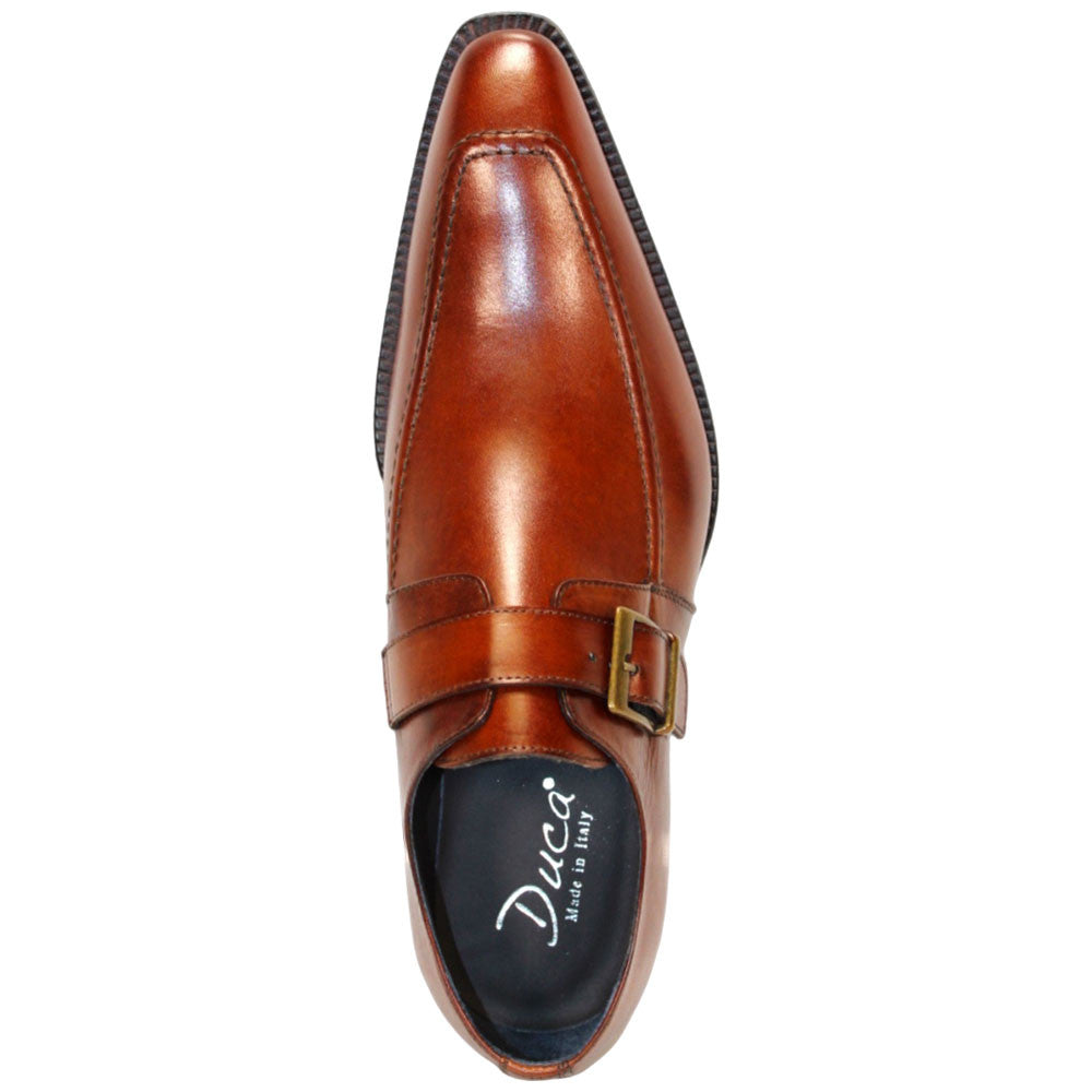 Duca Garda Men's Brown Calf-Skin Leather Monkstrap Oxfords Shoes