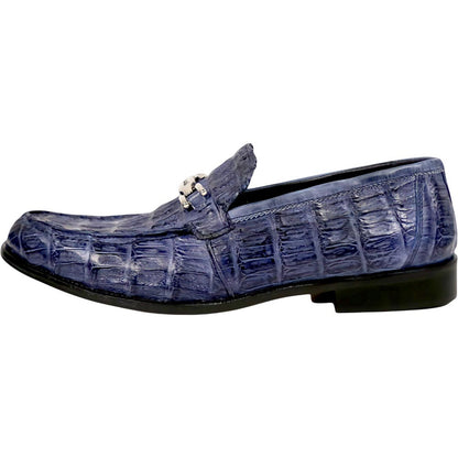 Mauri Chapel Men's Wonder Blue Exotic Hornback / Nappa Leather Horsebit Split-Toe Loafer