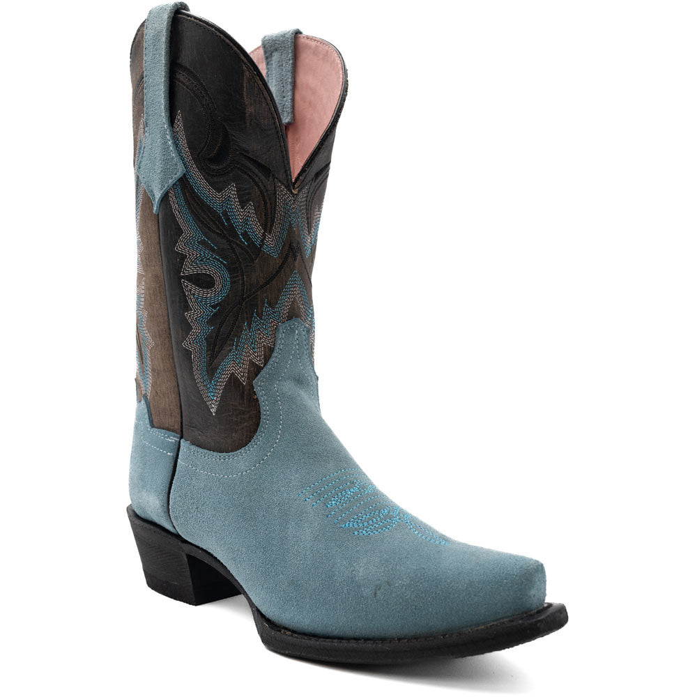 Ferrini Women’s Holly Dusty Blue Snipped Toe Leather Cowboy Boots