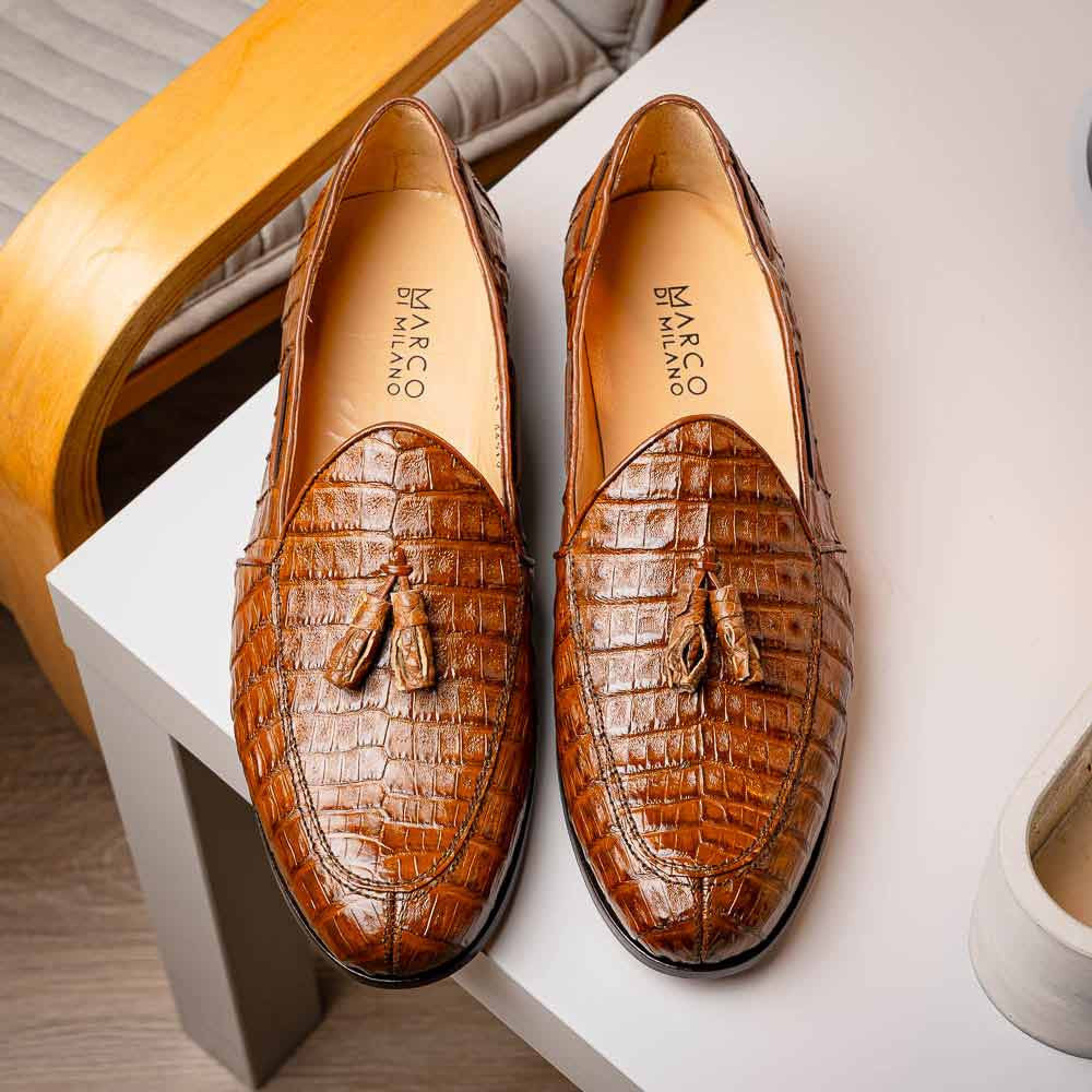 Bianchi Bay Apache Genuine Caiman Crocodile Tassel Loafers | MARCO DI MILANO