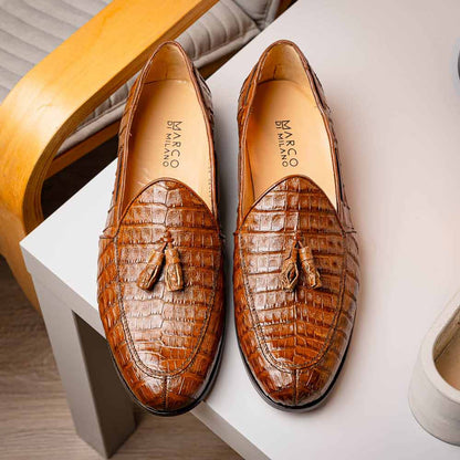 Bianchi Bay Apache Genuine Caiman Crocodile Tassel Loafers | MARCO DI MILANO