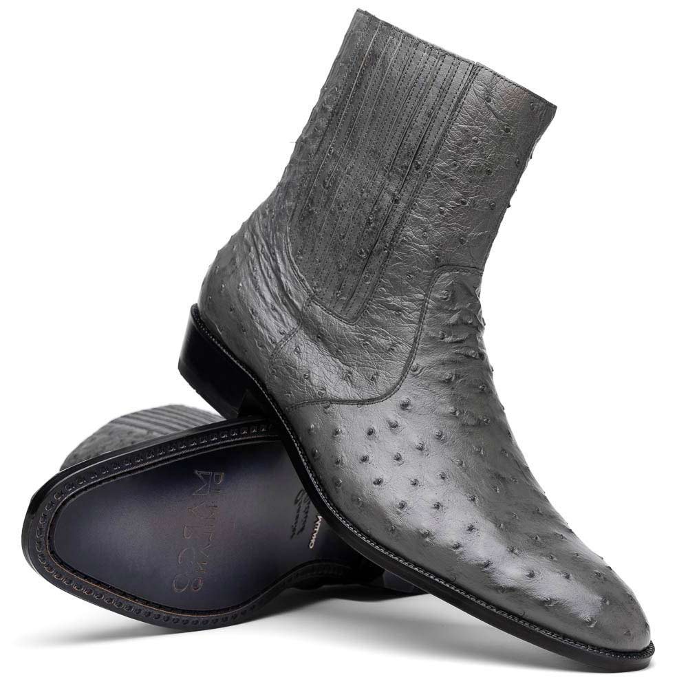 Marco Di Milano Giorgio Serpentine Grey Ostrich Quill Dress Boots