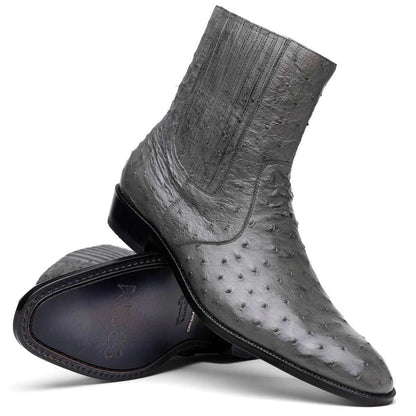Marco Di Milano Giorgio Serpentine Grey Ostrich Quill Dress Boots