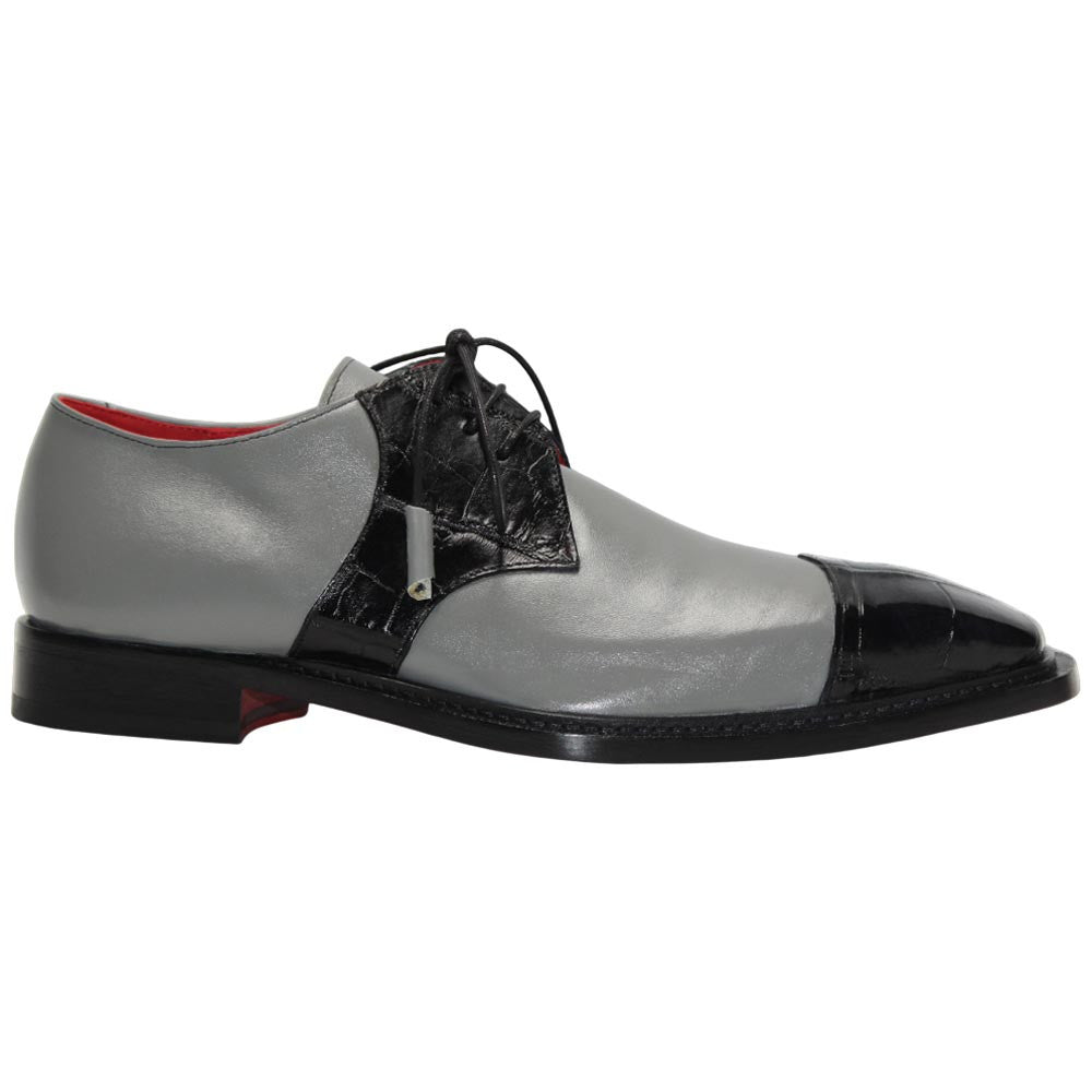 Fennix of Italy Genuine Alligator Skin LANDON 2 Black/Grey Shoes (USA Men Size)