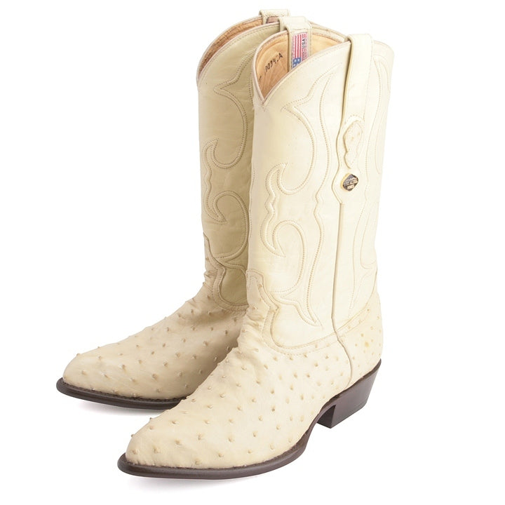 Los Altos Men's Winter White Genuine Full Quill Ostrich Boots