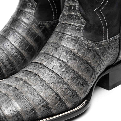 Tucson Genuine Caiman Belly Skin Stone Gray Cowboy Boot | Marco Di Milano Western Boots