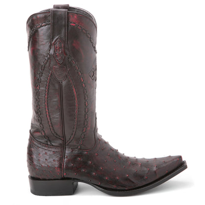 Wild West Black Cherry Genuine Ostrich Boots