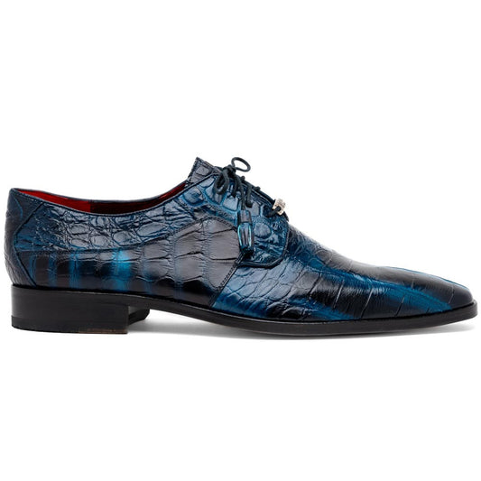 Marco Di Milano Fitipaldi Rustic Navy Alligator Derby Shoes