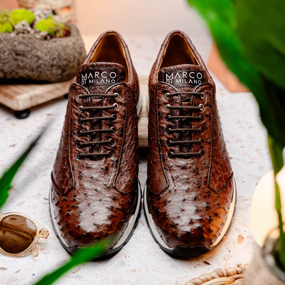 Marco Di Milano SCANNO Ostrich Brown Classic Fashion Sneakers