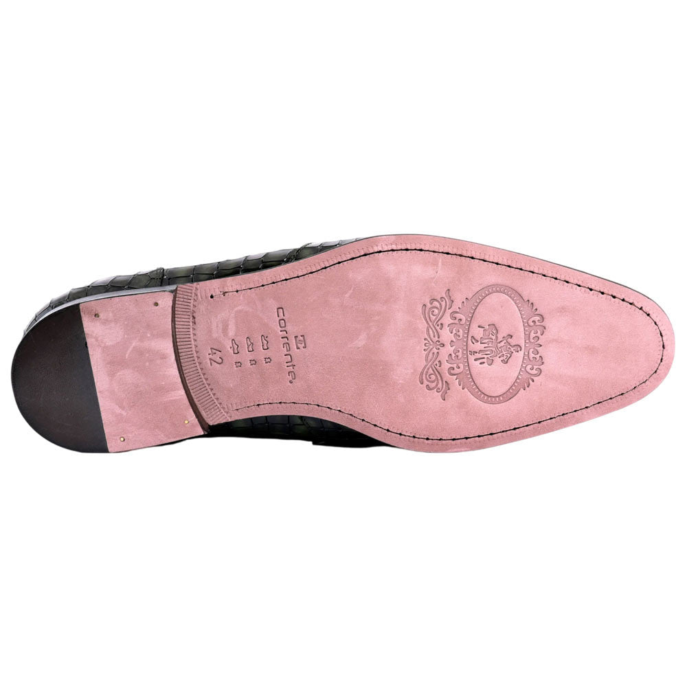 Corrente Men's Crocodile Print Leather Bit Loafer - Green