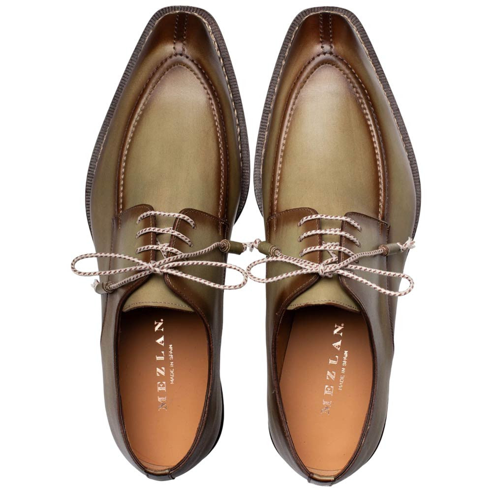 Mezlan Belmonte Men’s Olive Hand-Burnished Patina Calfskin Dress Derby Shoes
