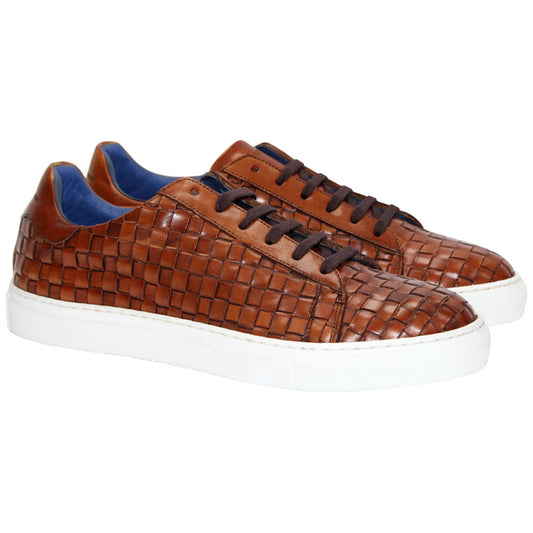 Tropea Cognac Calf-Skin Basket Weave | Emilio Franco Casual Dress Shoes for Men