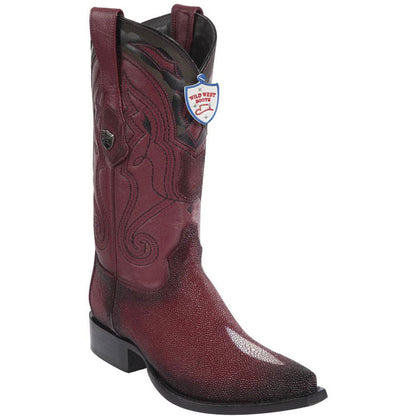 Wild West Burgundy Single Stone Stingray Snip Toe Boots