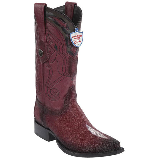 Wild West Burgundy Single Stone Stingray Snip Toe Boots