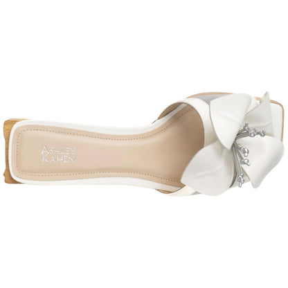 Lady Couture Women's Blossom Beige Leather Slide Sandals