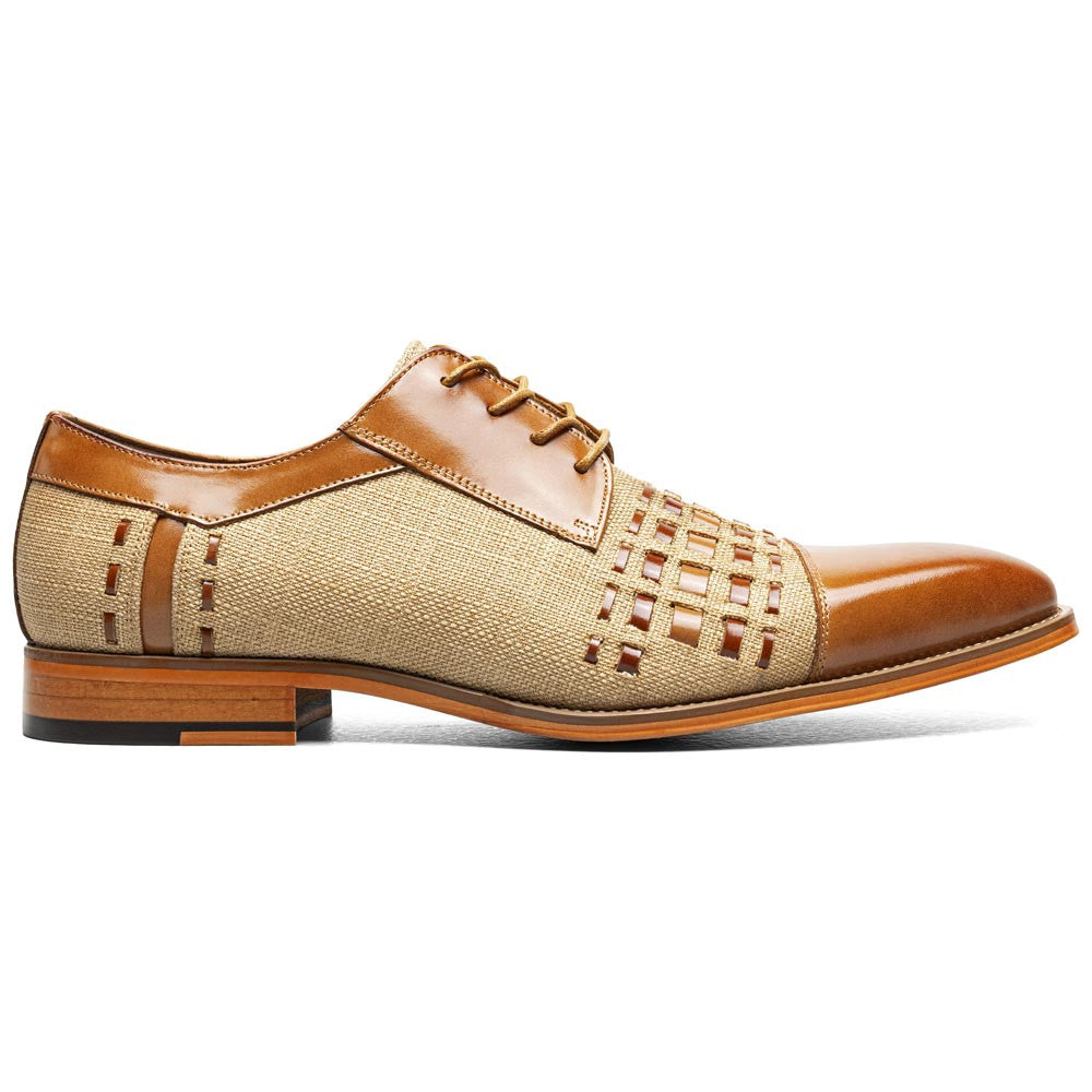 Stacy Adams Men’s Halstead Tan Multi Woven Cut Cap Toe Oxfords