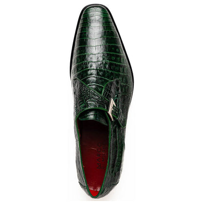 Rovigo Green Men’s Genuine Caiman Crocodile Skin Monk Strap | Marco Di Milano