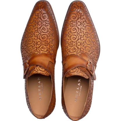 Mezlan Men's Soria Decoratively Embossed Monk Strap in Camel