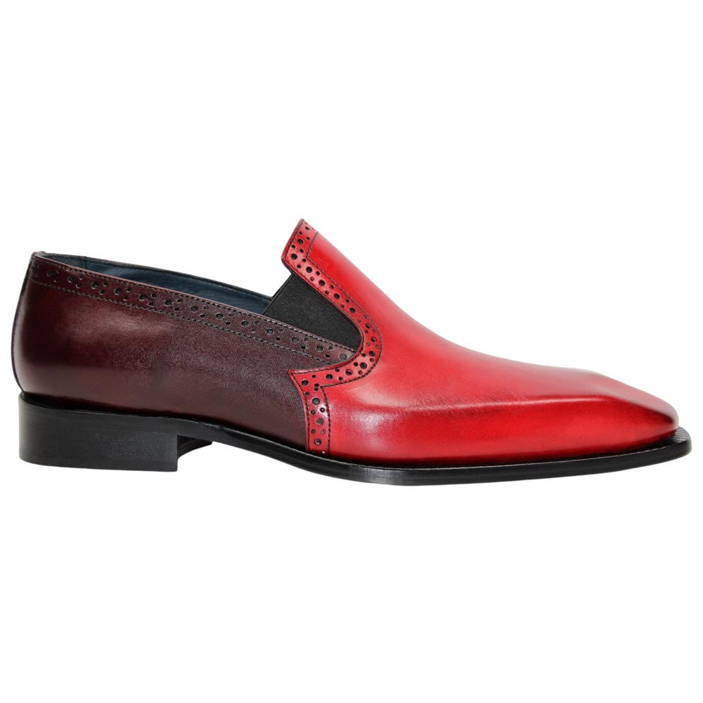 DUCA Paliano Rosso/Burgundy Italian Leather Slip-On Loafer for Men