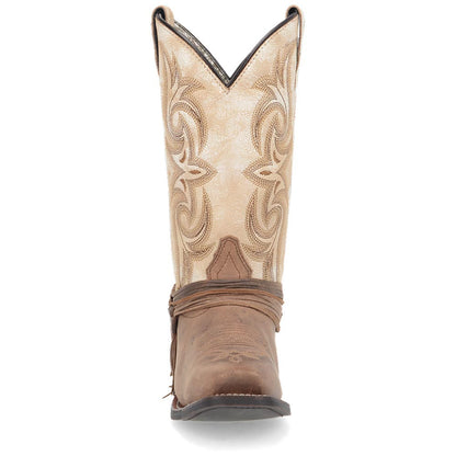 Laredo Myra Sand/White Leather Square Toe Western Cowgirl Boots (US Women Size)