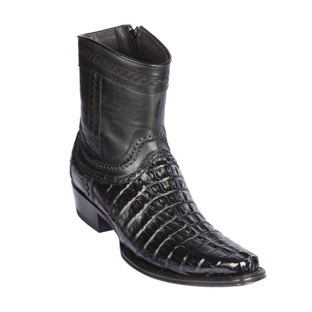 Los Altos Black Caiman Tail Low Shaft European Square Toe Men's Boot